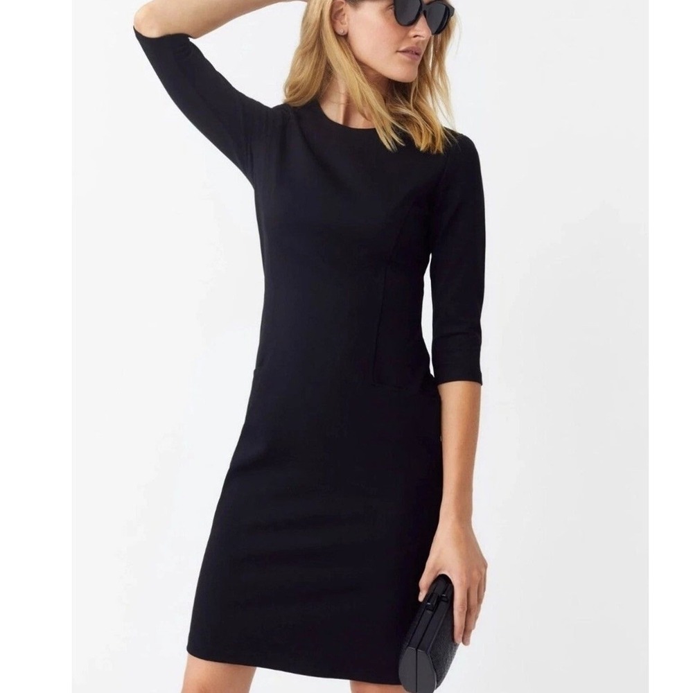 J.McLaughlin Catalyst Knit Sheath Dress Women Black 3/4 Sleeve Pocket Size M